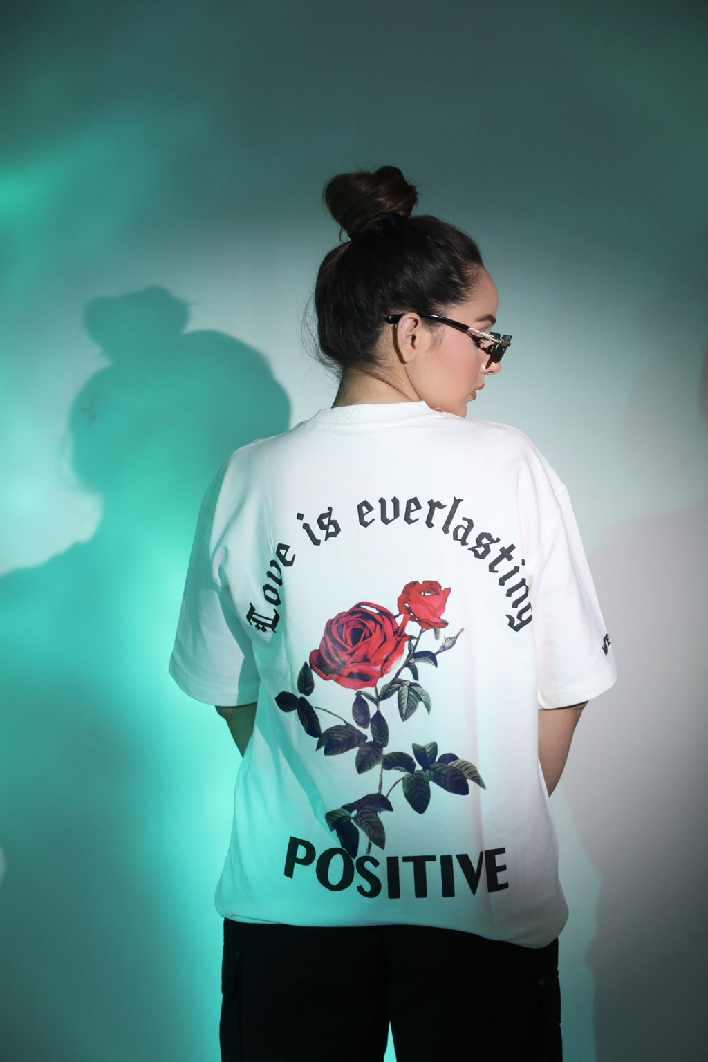 Whtewolf Oversized Unisex LOVE IS EVERLASTING Printed T-Shirt, White