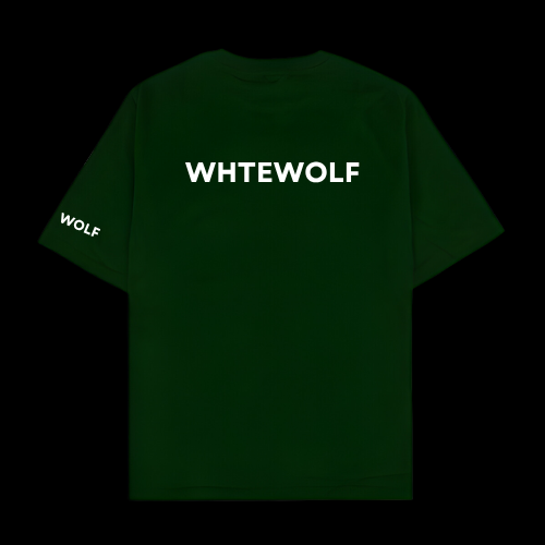 Whtewolf Oversize Unisex Heartless Printed T-Shirt, Dark Green