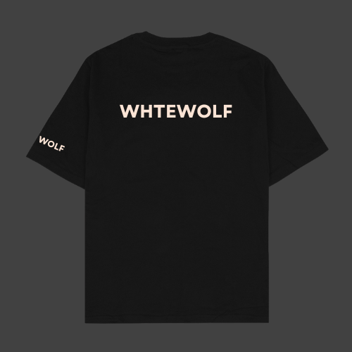 Whtewolf Oversized Unisex LIVE FOR TODAY Printed T-Shirt, Black