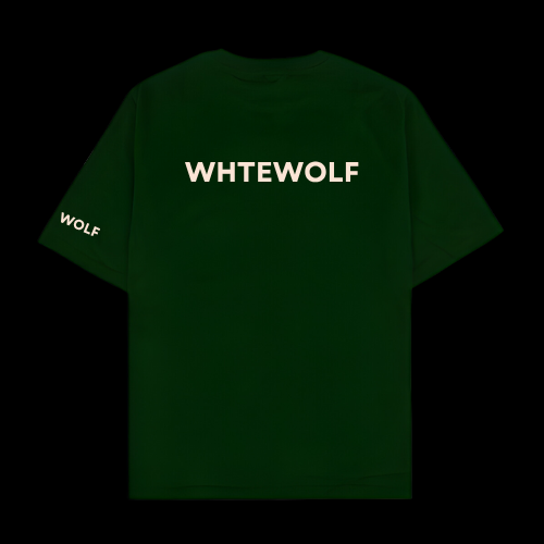 Whtewolf Oversized Unisex LIVE FOR TODAY Printed T-Shirt, Dark Green