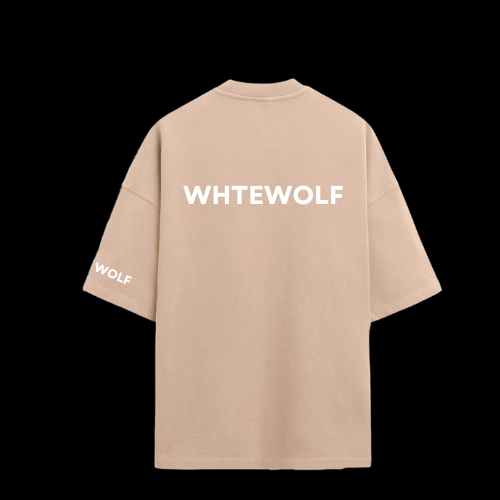 Whtewolf Oversized Unisex LOVE IS EVERLASTING Printed T-Shirt, Beige