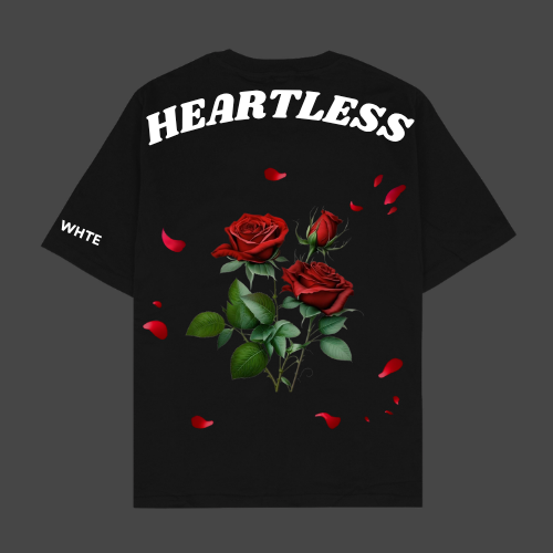 WhteWolf Oversize Unisex Heartless Printed T-Shirt, Black