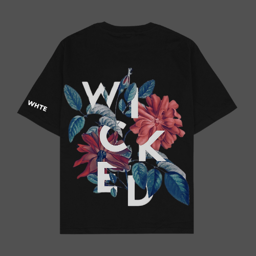 Whtewolf Oversized Unisex WICKED Printed T-Shirt, Black