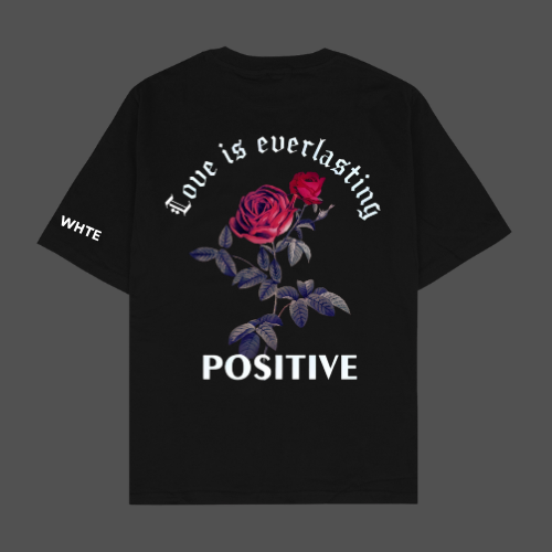 Whtewolf Oversized Unisex LOVE IS EVERLASTING Printed T-Shirt, Black