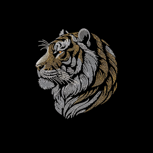 Whtewolf Oversized Unisex PREMIUM TIGER EMBROIDERY T-Shirt, Black