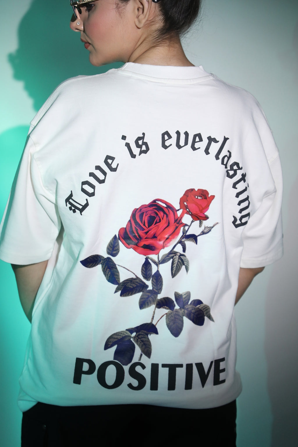 Whtewolf Oversized Unisex LOVE IS EVERLASTING Printed T-Shirt, White