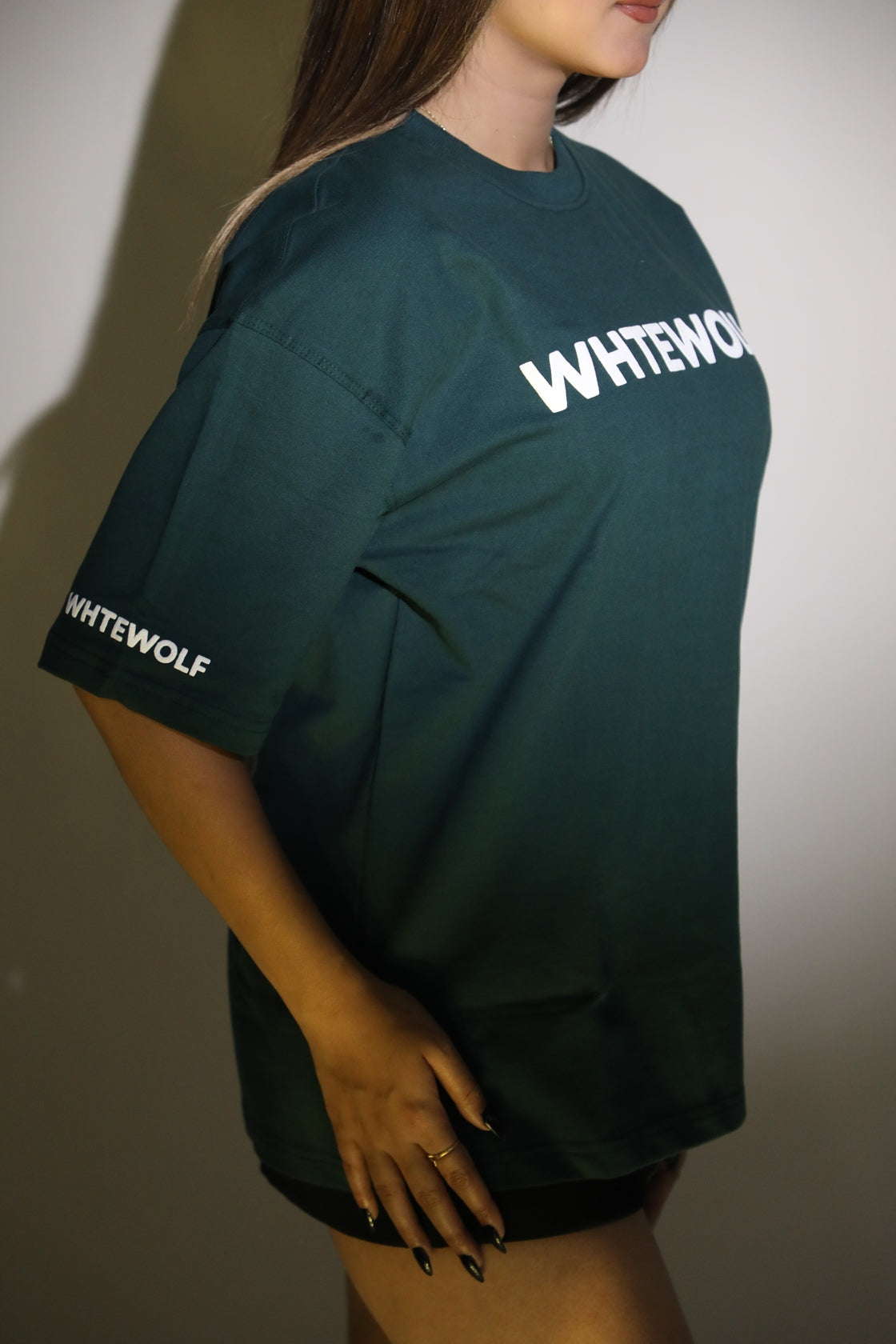 Whtewolf Oversized Unisex WICKED Printed T-Shirt, Dark Green