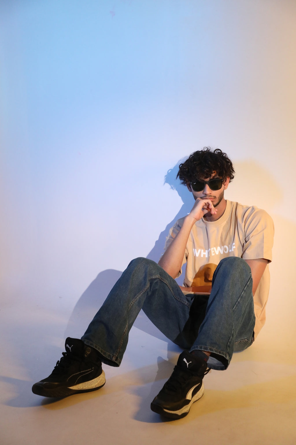 Whtewolf Oversized Unisex LOVE IS EVERLASTING Printed T-Shirt, Beige