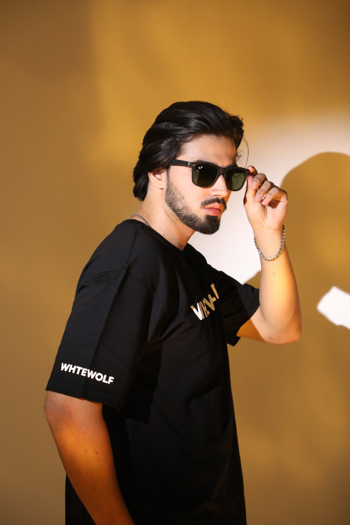 Whtewolf Oversized Unisex PREMIUM TIGER EMBROIDERY T-Shirt, Black