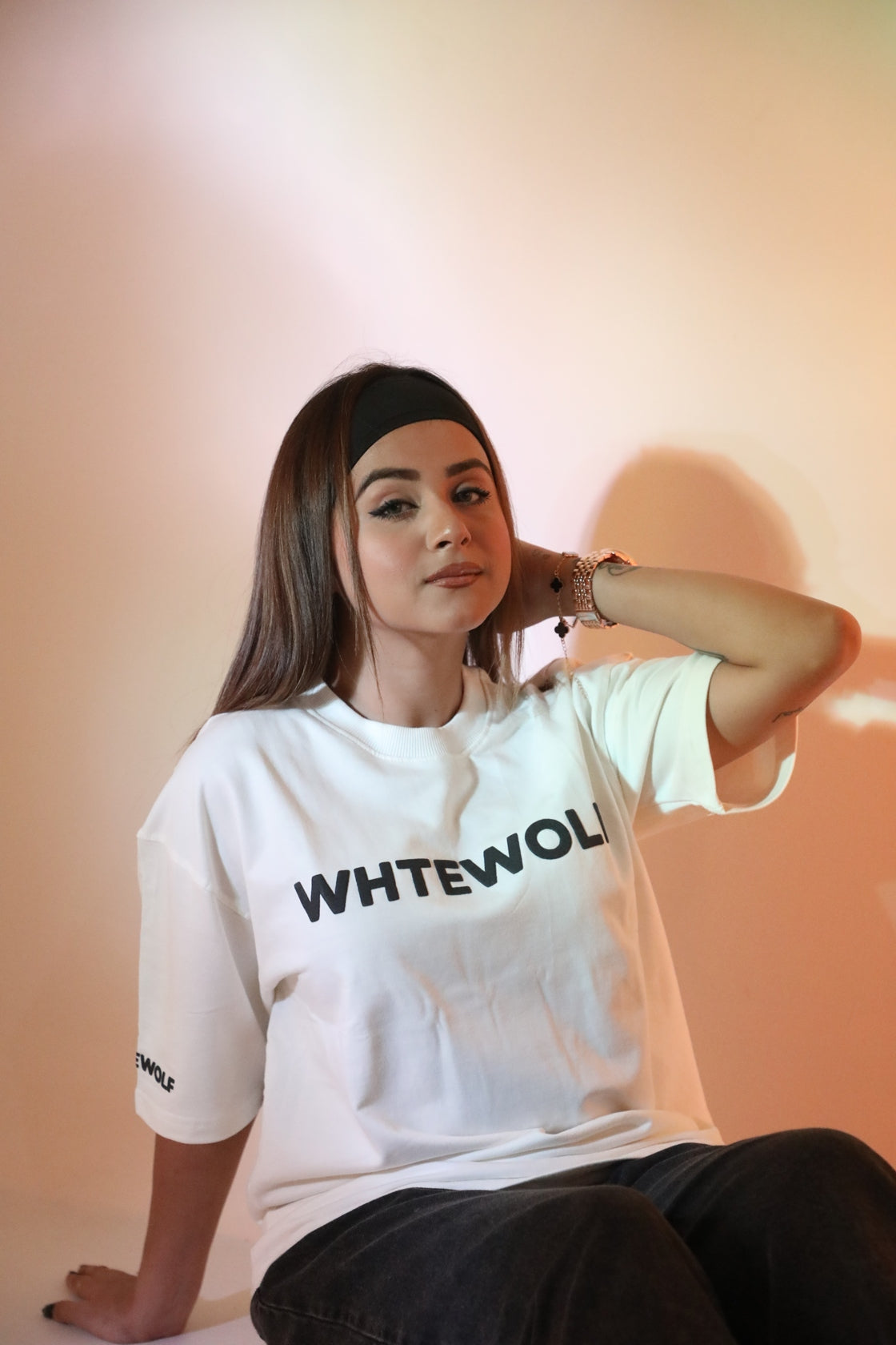Whtewolf Oversized Unisex LIVE FOR TODAY Printed T-Shirt, White