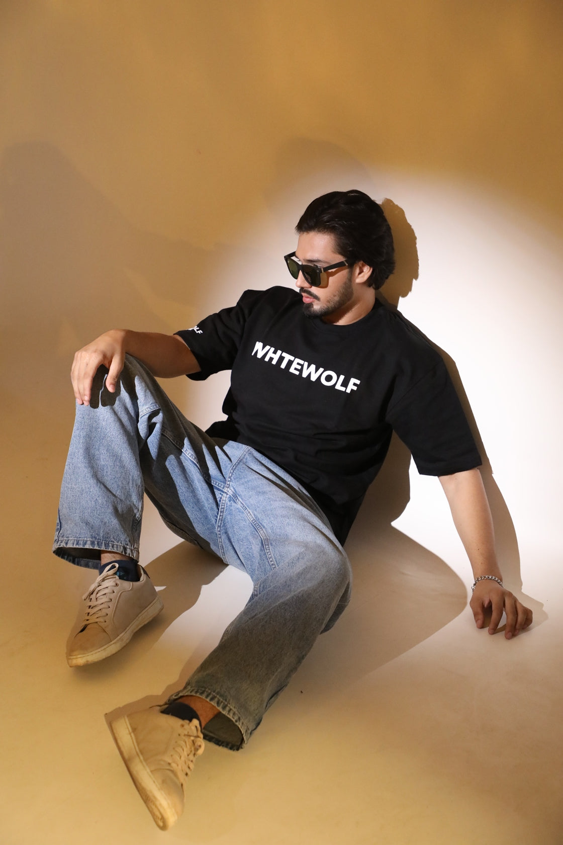 Whtewolf Oversized Unisex PREMIUM TIGER EMBROIDERY T-Shirt, Black