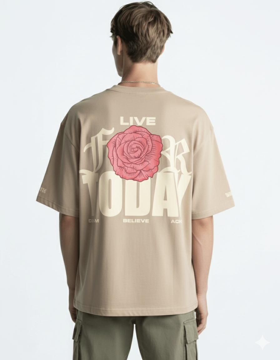 LIVE FOR TODAY T-Shirt, Beige - Whtewolf - Pick Your Vibe