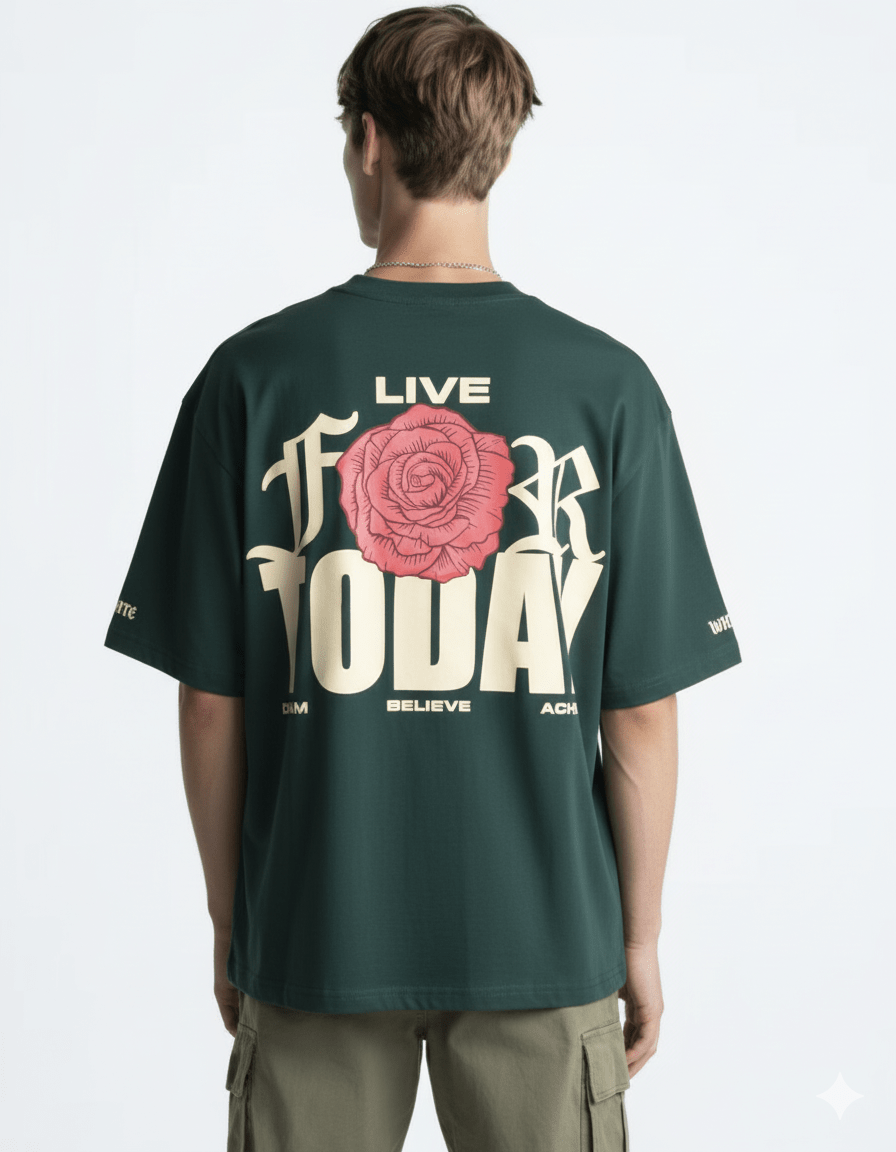 LIVE FOR TODAY T-Shirt, Dark Green - Whtewolf - Pick Your Vibe
