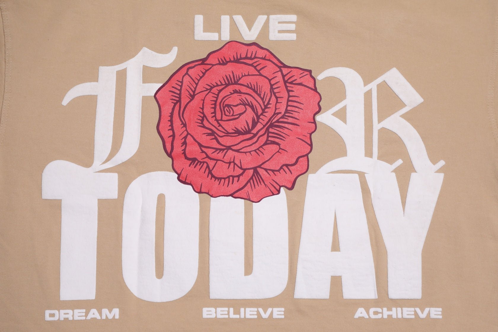 Whtewolf Oversized Unisex LIVE FOR TODAY Printed T-Shirt, Beige - Whtewolf - Pick Your Vibe
