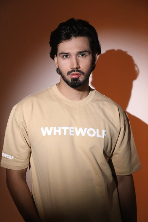 Whtewolf Oversized Unisex LIVE FOR TODAY Printed T-Shirt, Beige - Whtewolf - Pick Your Vibe