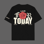 Whtewolf Oversized Unisex LIVE FOR TODAY Printed T-Shirt, Black - Whtewolf - Pick Your Vibe