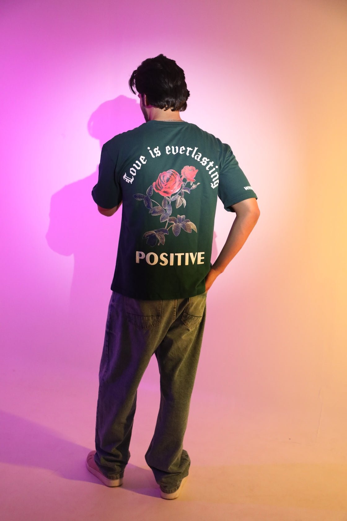 Whtewolf Oversized Unisex LOVE IS EVERLASTING Printed T-Shirt, Dark Green - Whtewolf - Pick Your Vibe