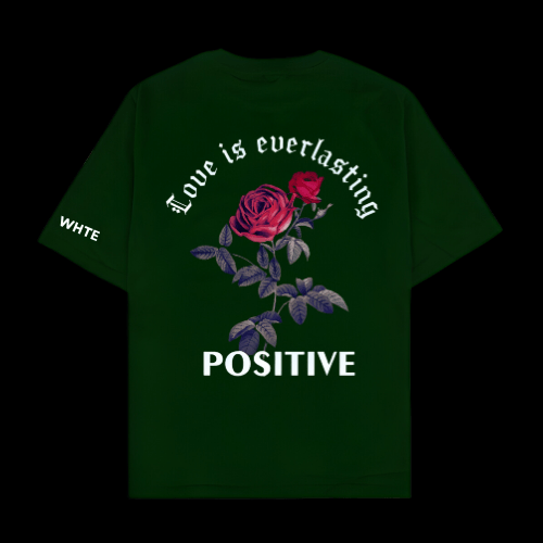 Whtewolf Oversized Unisex LOVE IS EVERLASTING Printed T-Shirt, Dark Green - Whtewolf - Pick Your Vibe