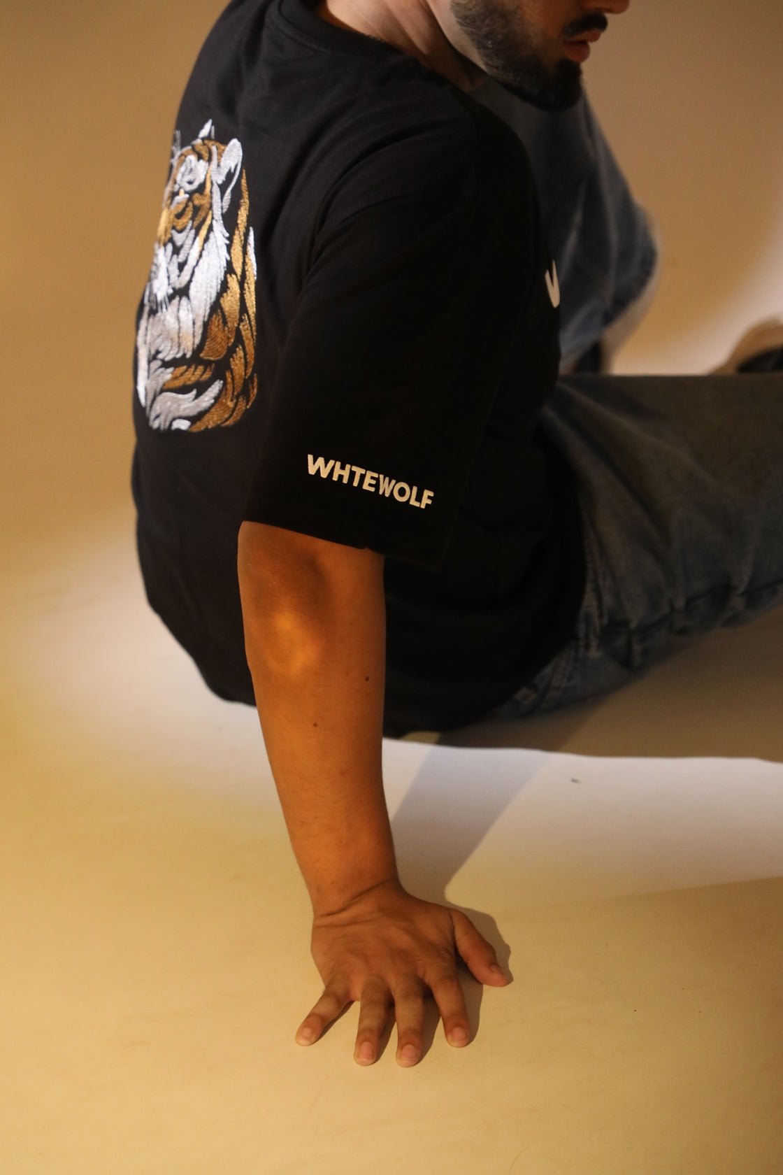 Whtewolf Oversized Unisex PREMIUM TIGER EMBROIDERY T-Shirt, Black - Whtewolf - Pick Your Vibe