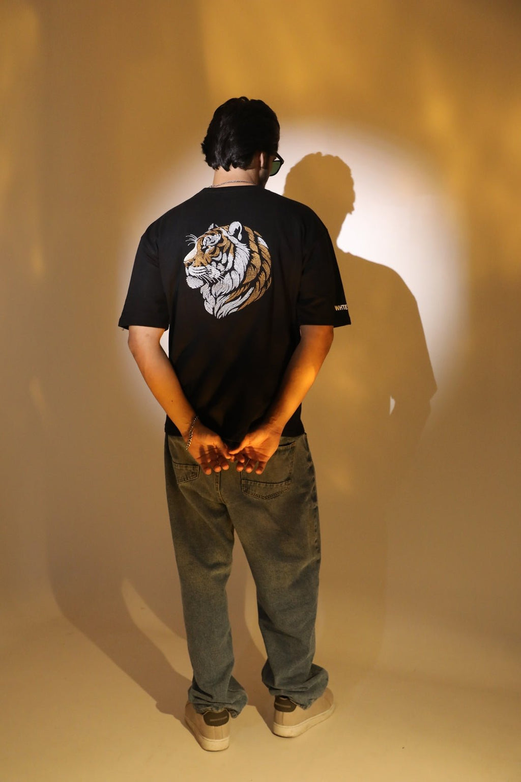 Whtewolf Oversized Unisex PREMIUM TIGER EMBROIDERY T-Shirt, Black - Whtewolf - Pick Your Vibe