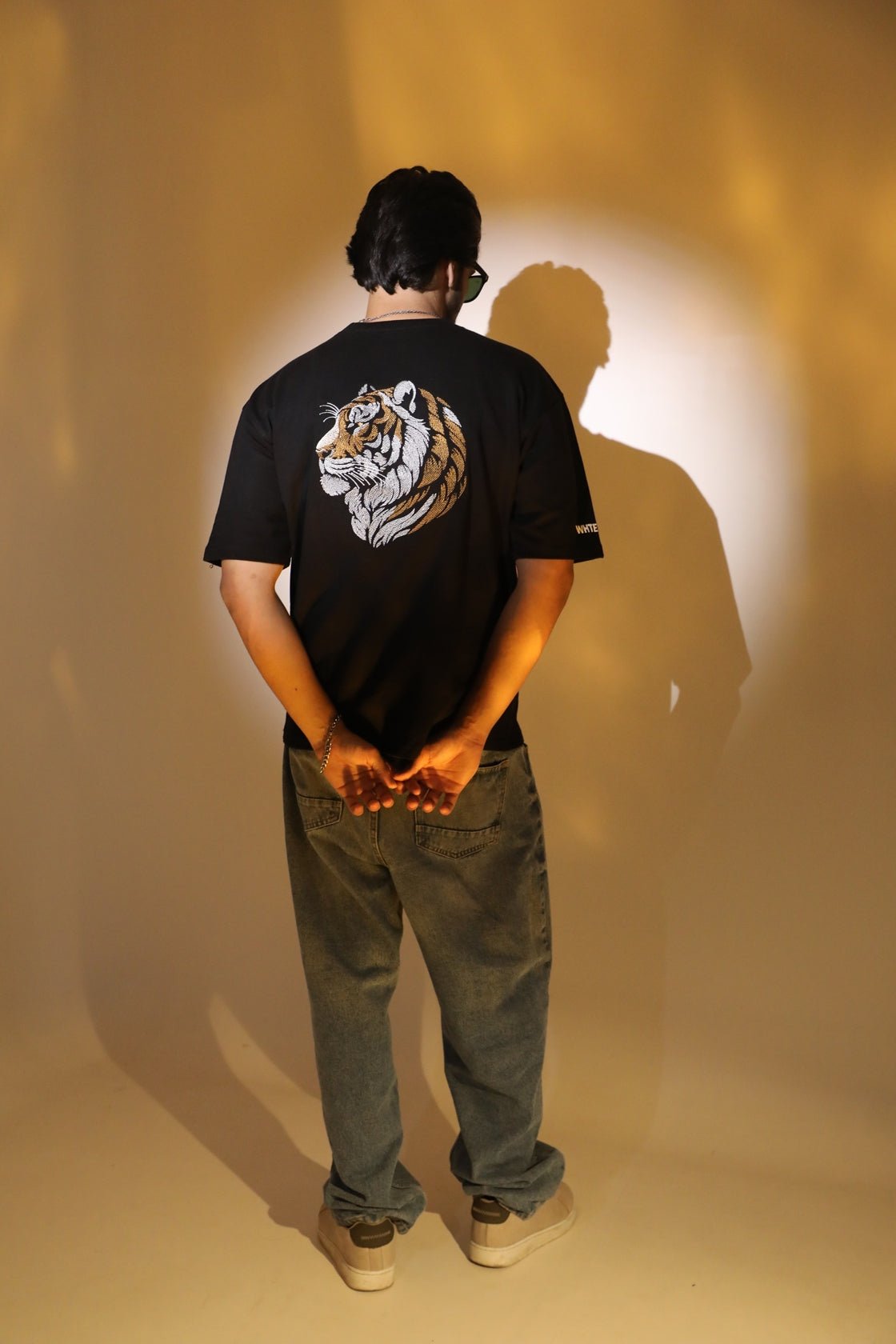 Whtewolf Oversized Unisex PREMIUM TIGER EMBROIDERY T-Shirt, Black - Whtewolf - Pick Your Vibe