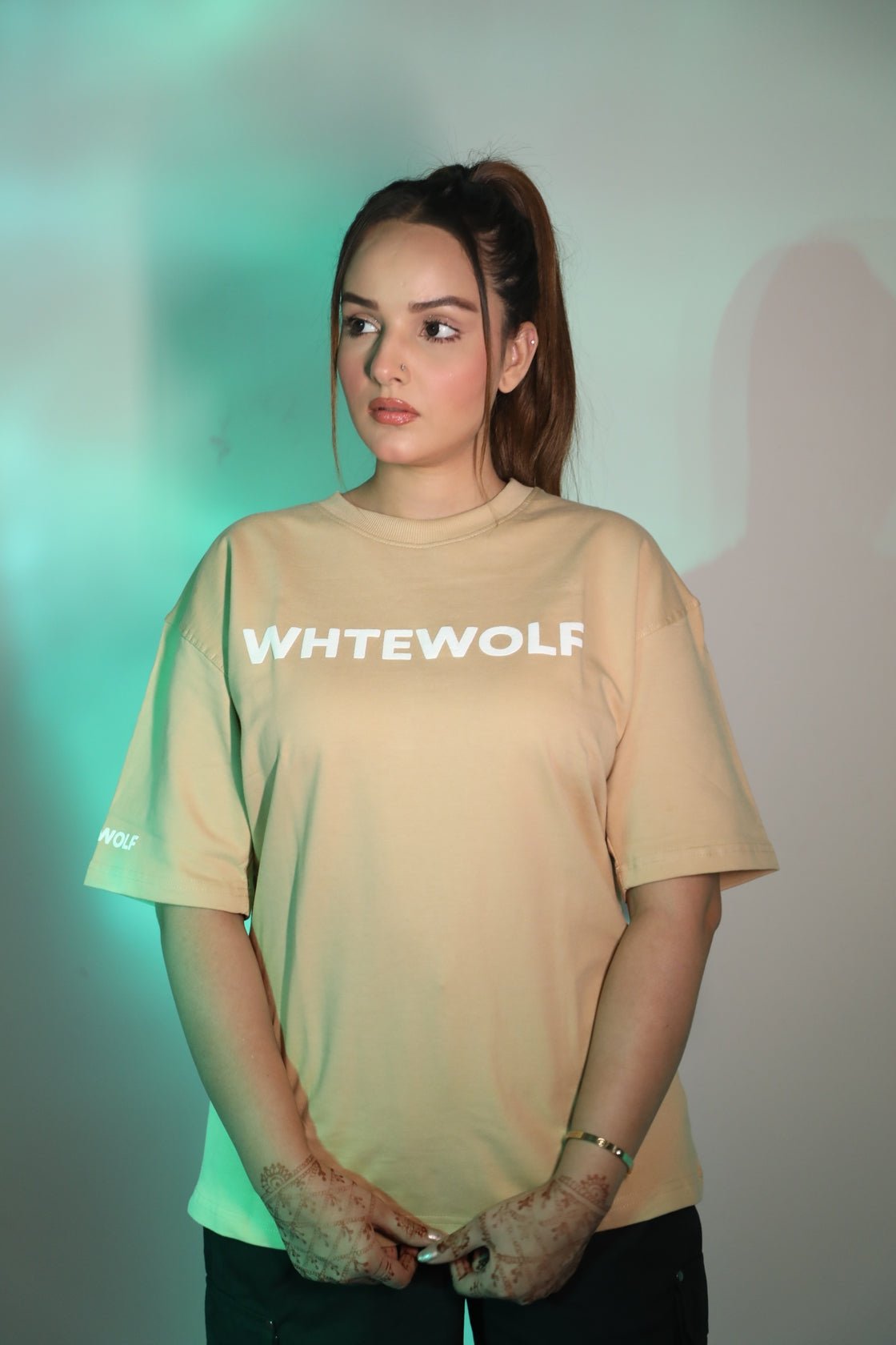 Whtewolf Oversized Unisex WICKED Printed T-Shirt, Beige - Whtewolf - Pick Your Vibe
