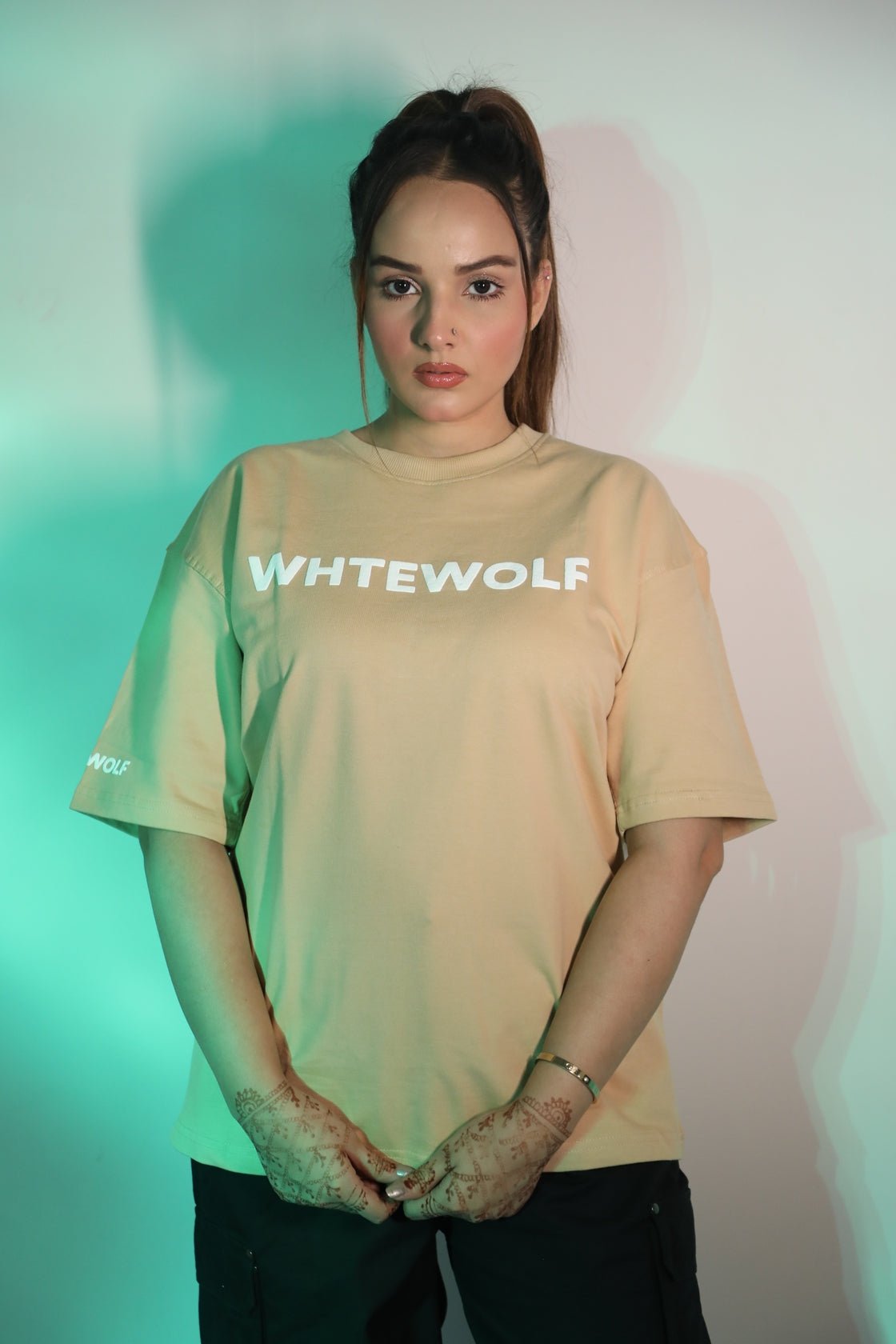 Whtewolf Oversized Unisex WICKED Printed T-Shirt, Beige - Whtewolf - Pick Your Vibe