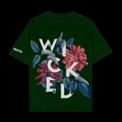 Whtewolf Oversized Unisex WICKED Printed T-Shirt, Dark Green - Whtewolf - Pick Your Vibe